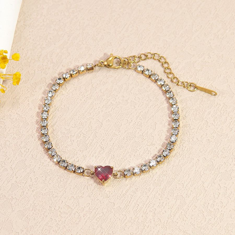 Heart tennis bracelet