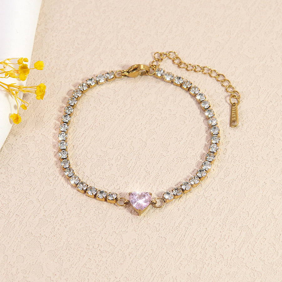 Heart tennis bracelet