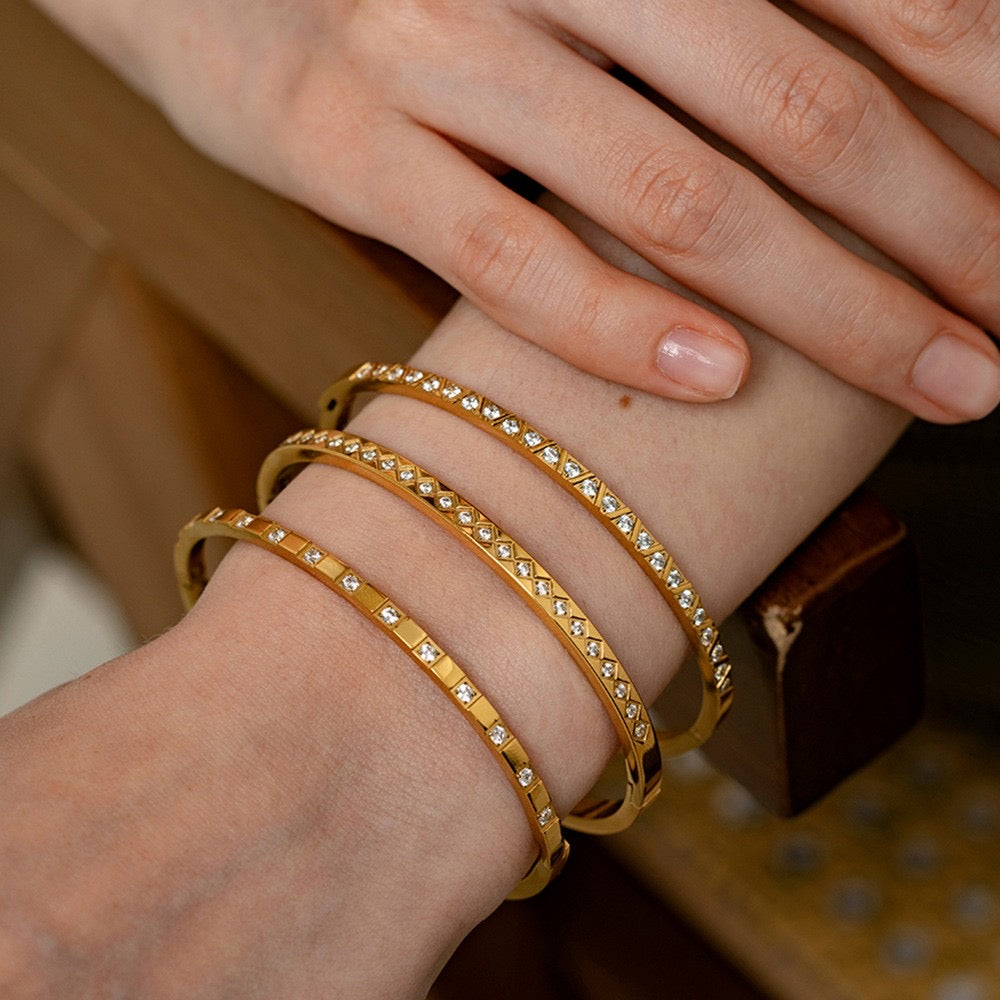 Minimal stone bangles