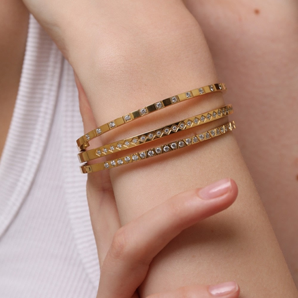 Minimal stone bangles