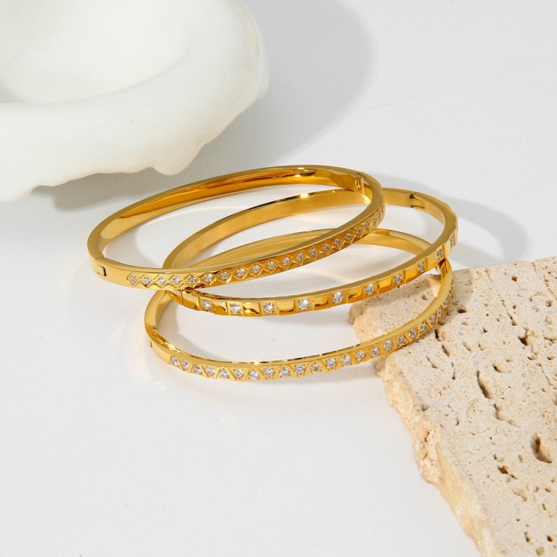 Minimal stone bangles