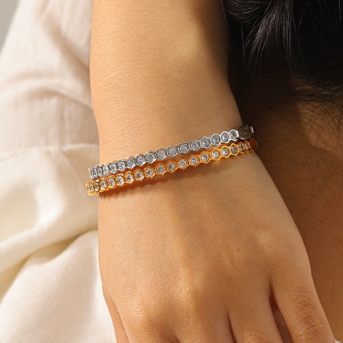 Minimal stone bangles