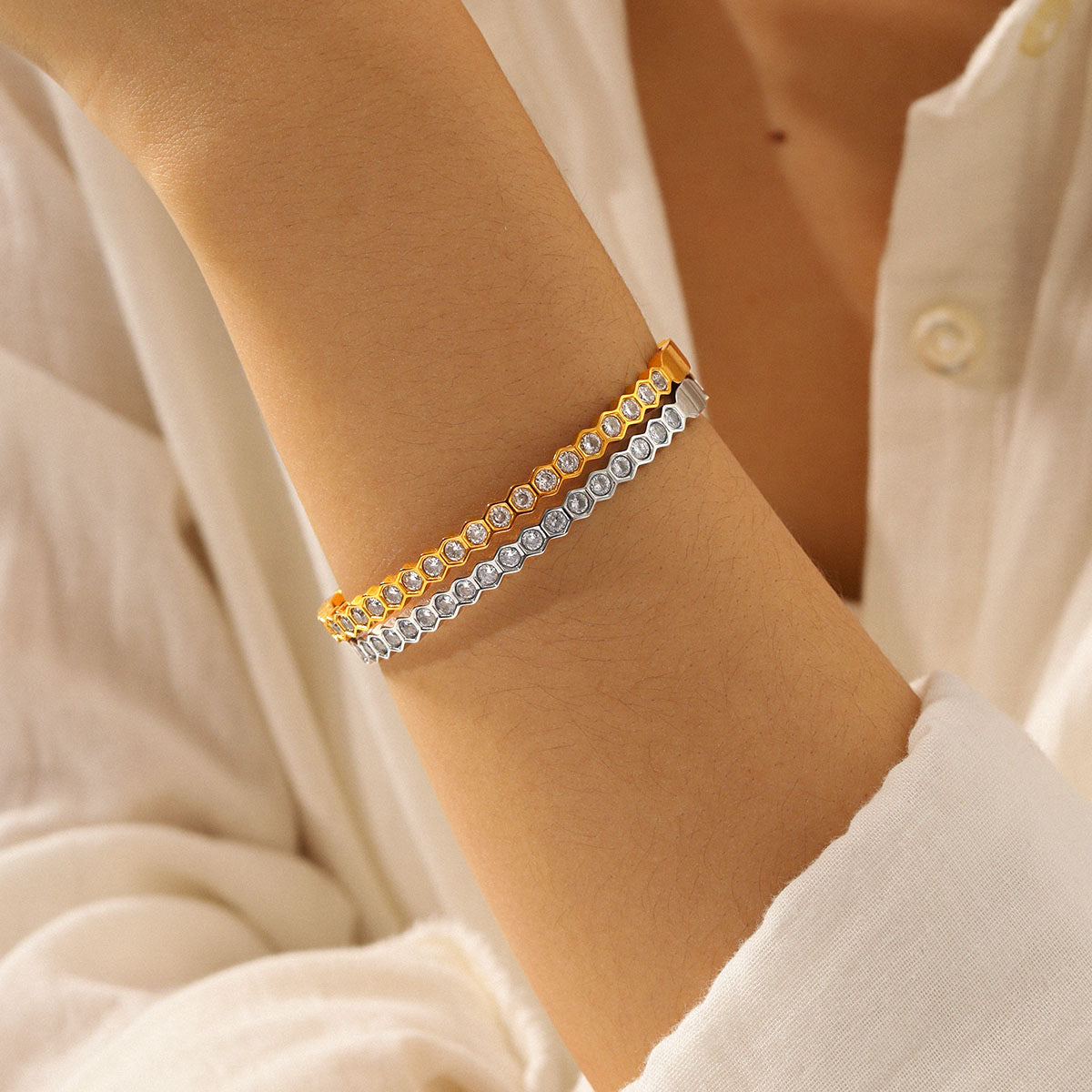 Minimal stone bangles