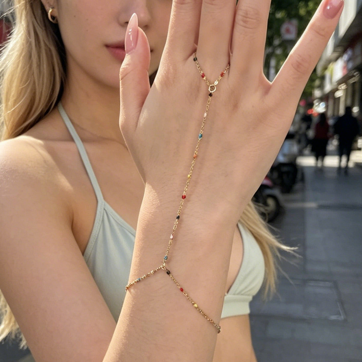 Colour beads hand chain